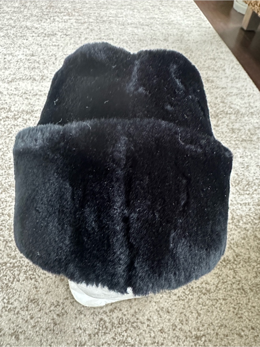 A. Adam’s Spire VTG Black Faux Fur Pillbox Hat L